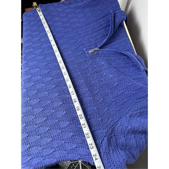 Coldwater Creek Cable Knit Pullover Sweater Zippered Neckline Long Sleeve Blue L - Picture 14 of 15
